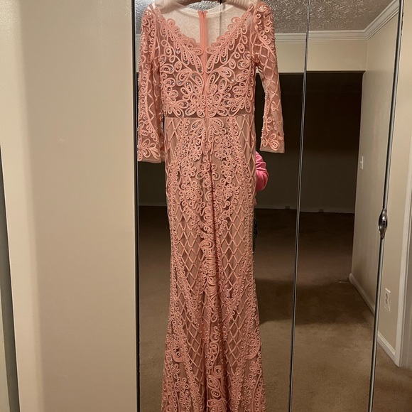 Peach pearl embroidered longline dress never worn - Picture 5 of 5